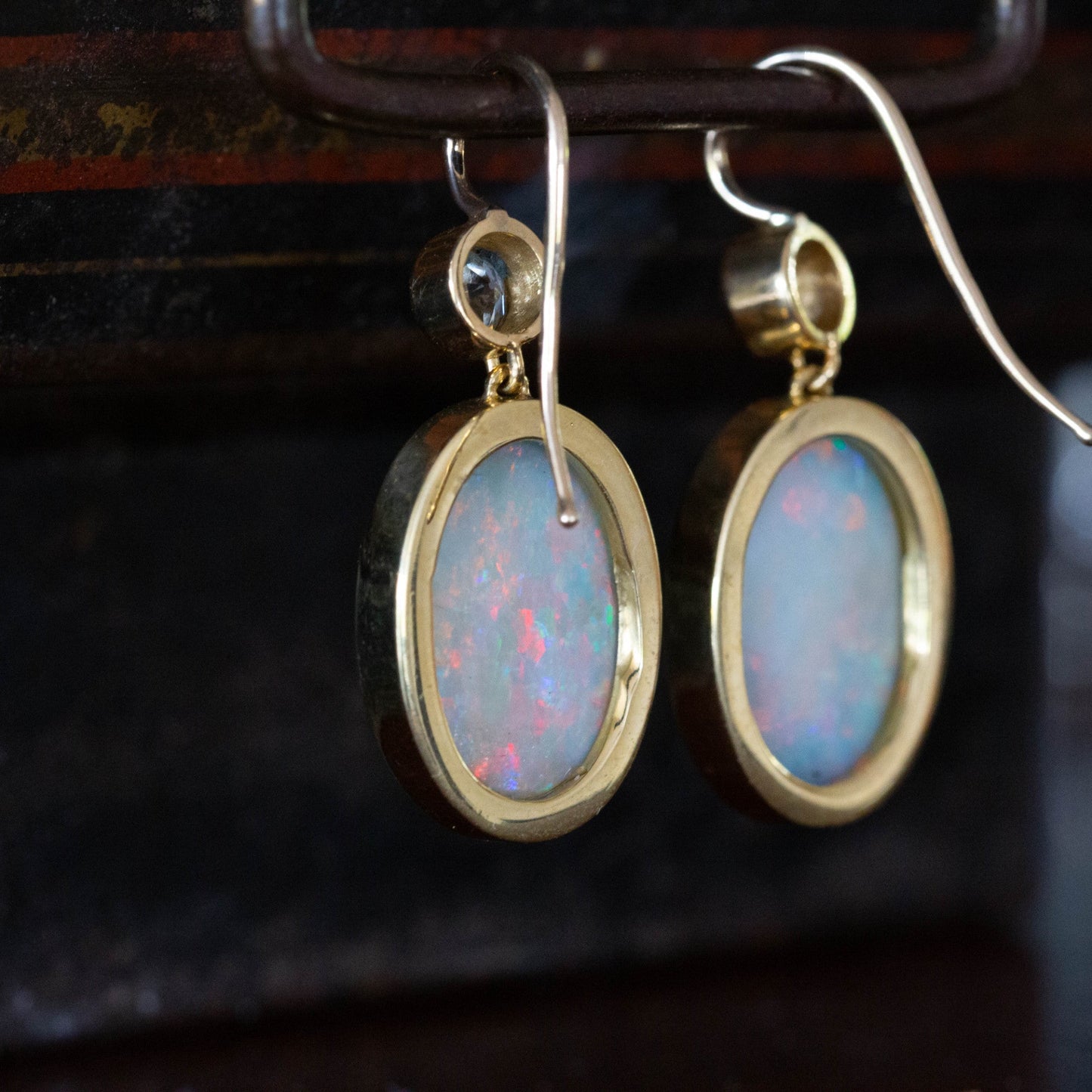 Opal and Diamond Double Drop Earrings — view 3