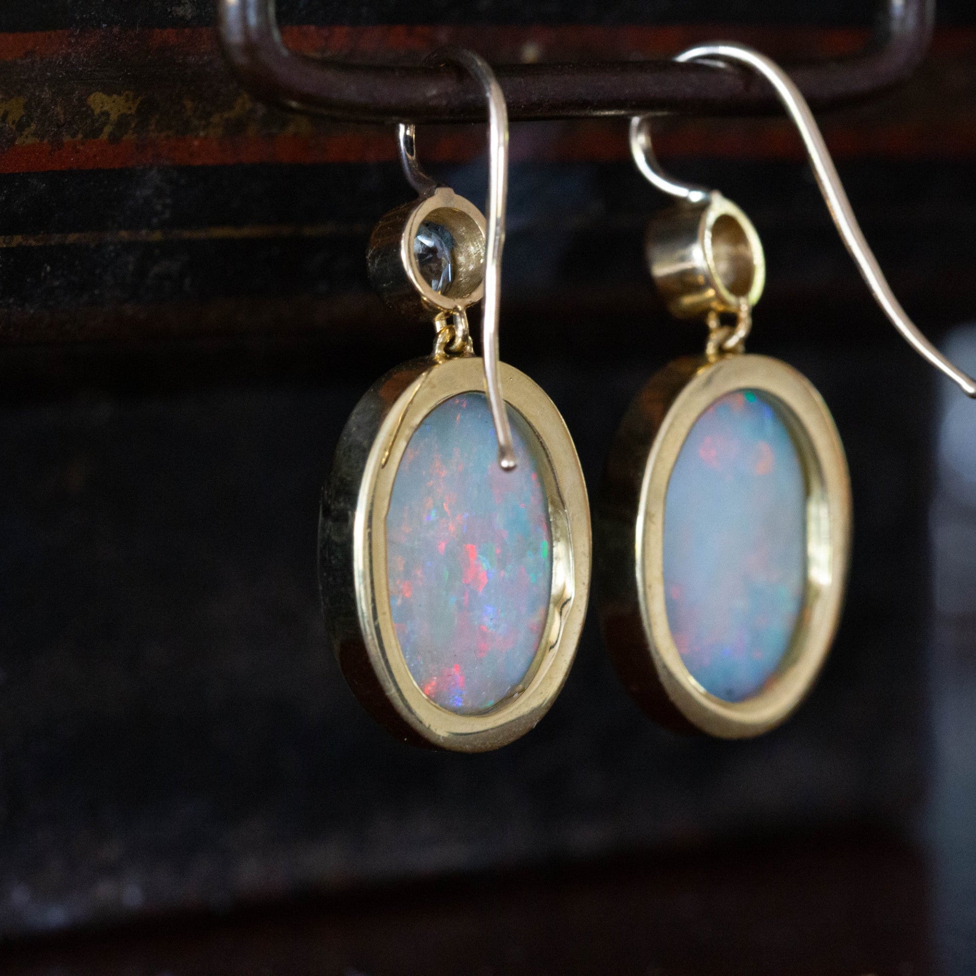 Opal and Diamond Double Drop Earrings — view 3