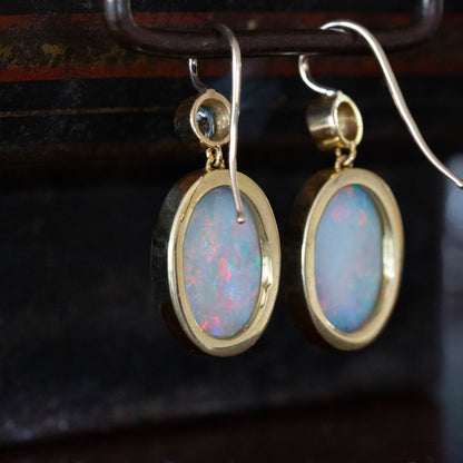 Opal and Diamond Double Drop Earrings — view 3