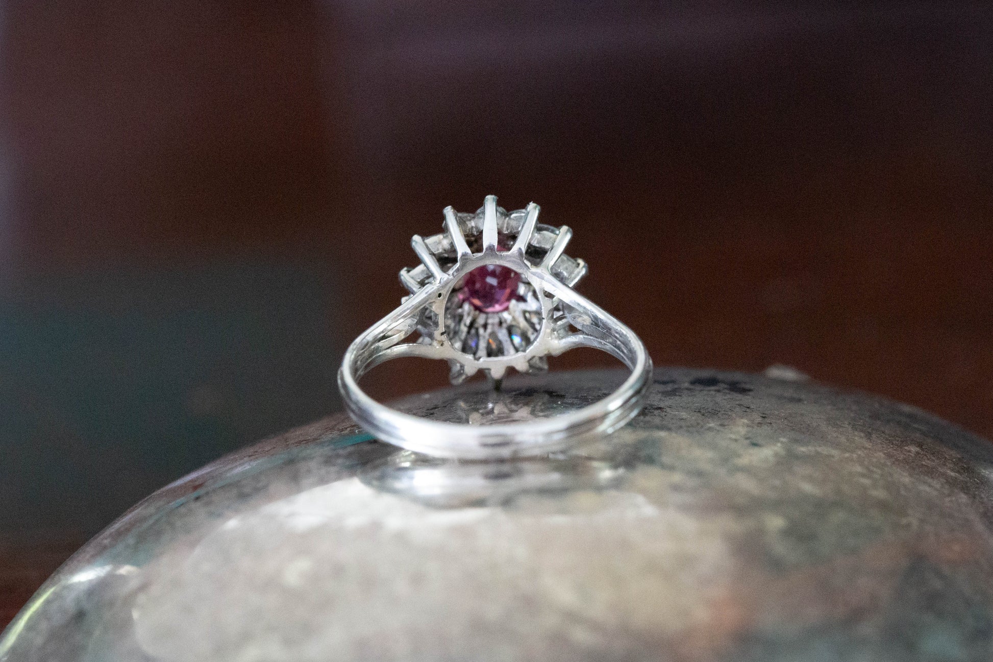 Pink Spinel and Diamond Cluster — view 4