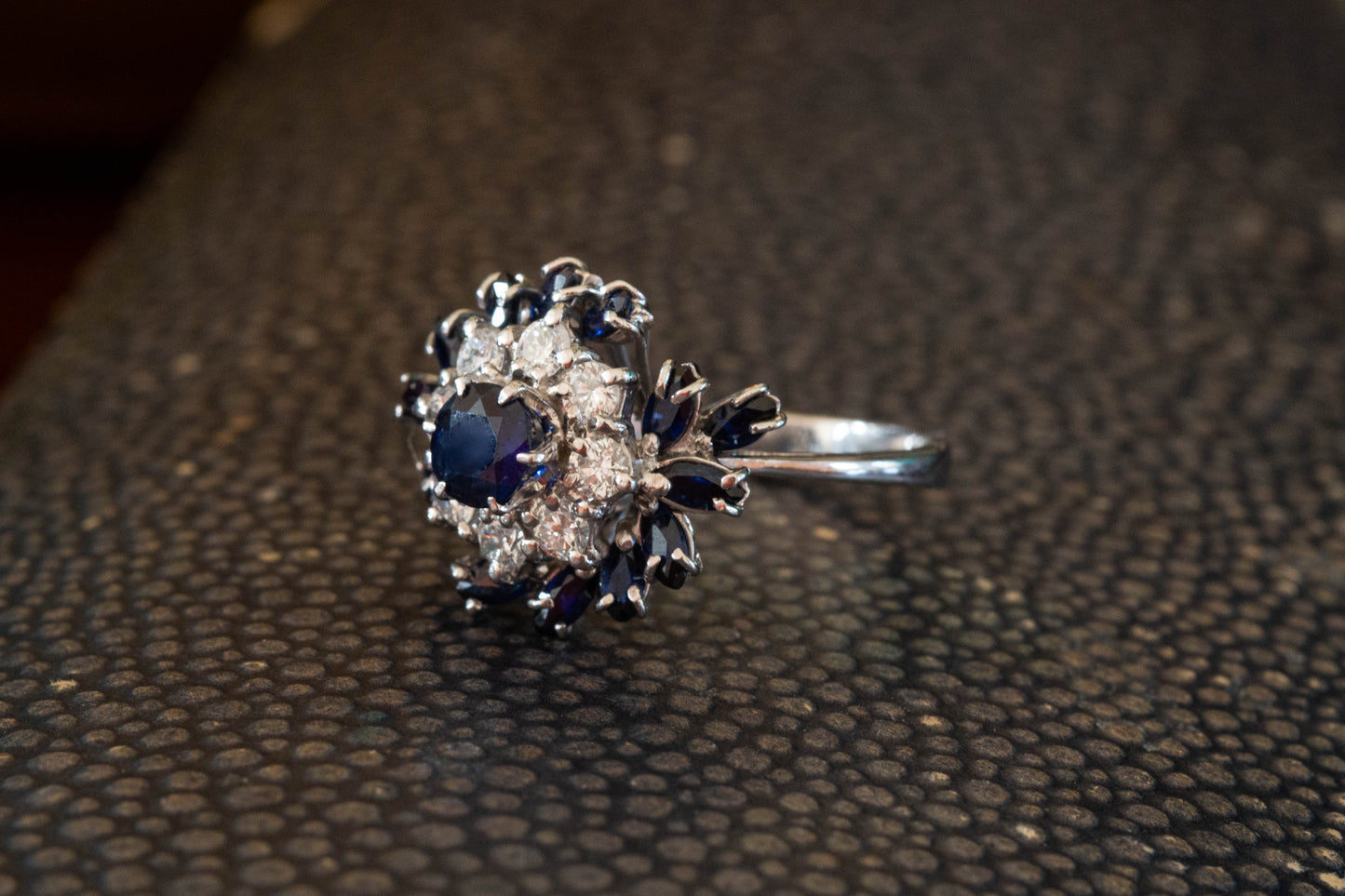 Sapphire and Diamond Cluster Ring — view 2