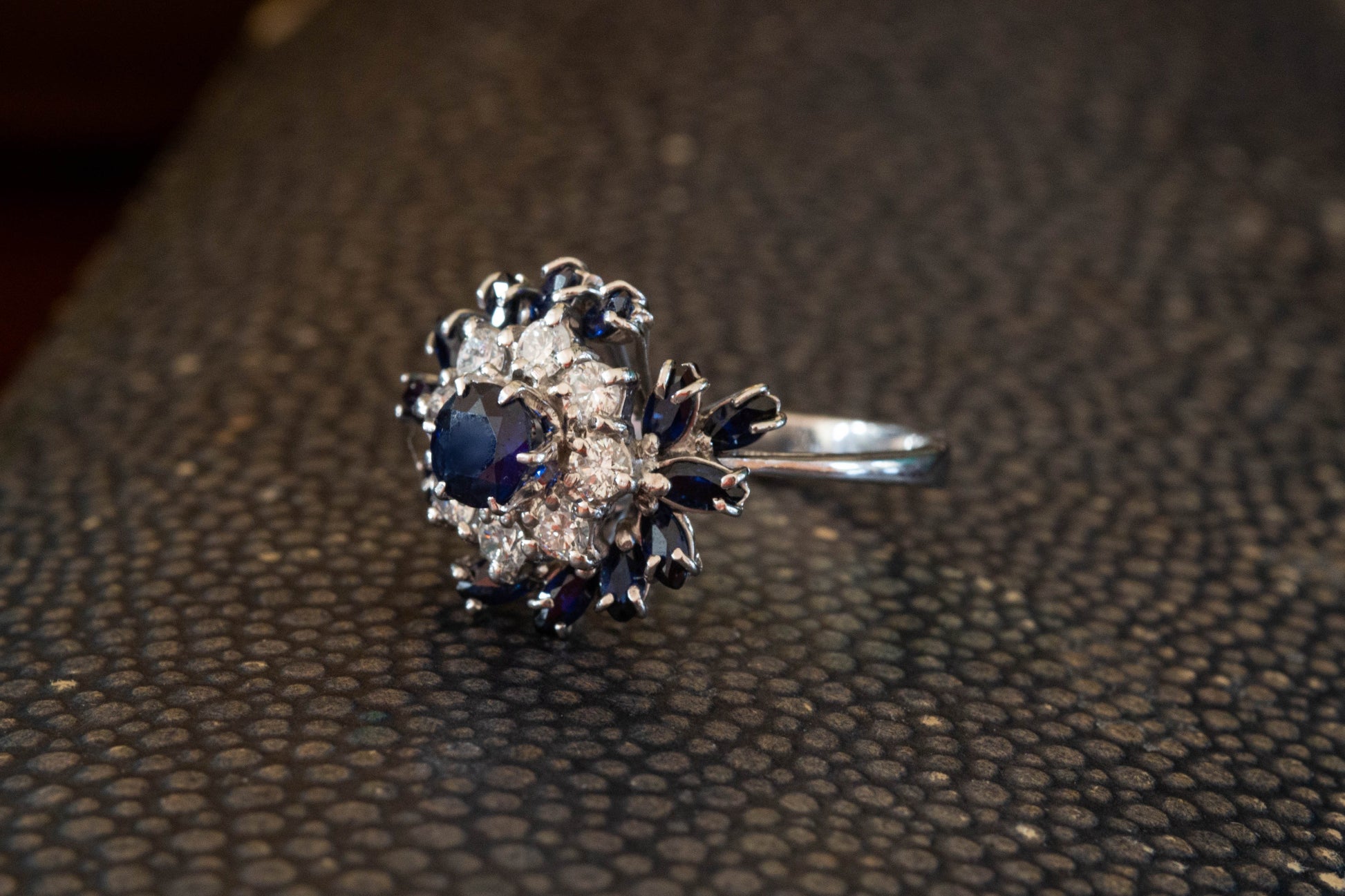 Sapphire and Diamond Cluster Ring — view 2