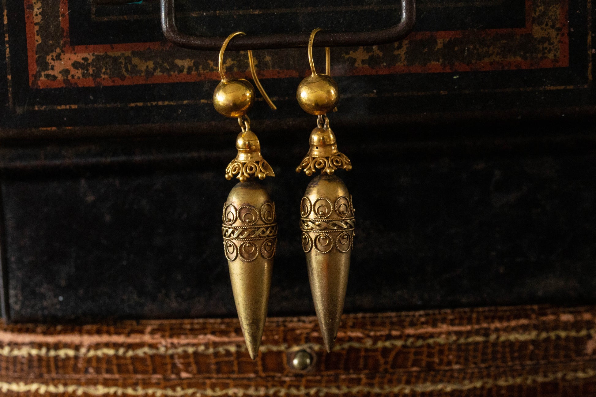 Gold Victorian Drop Earrings