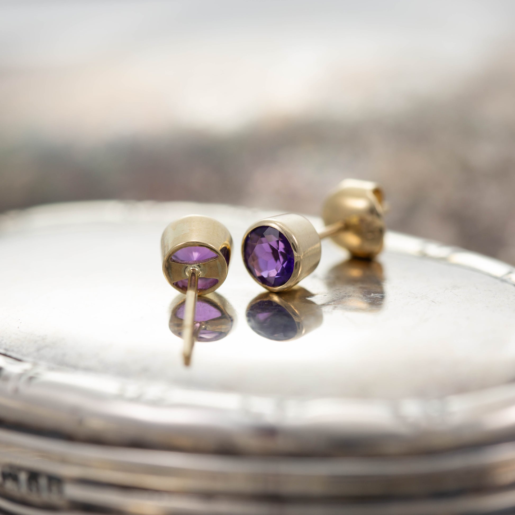 Amethyst Stud Earrings — view 5