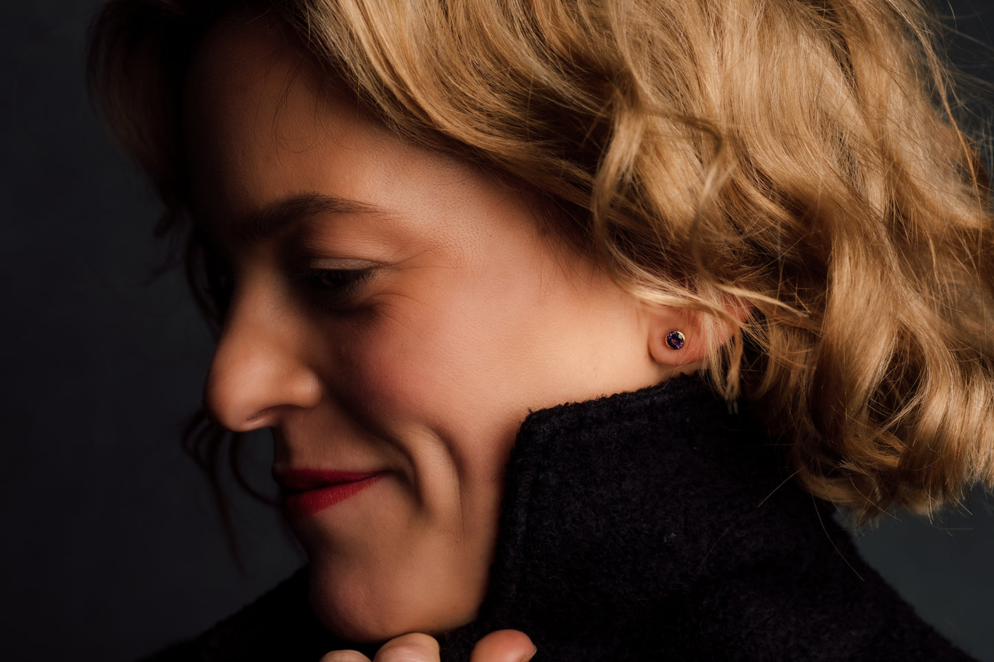 Amethyst Stud Earrings — view 2