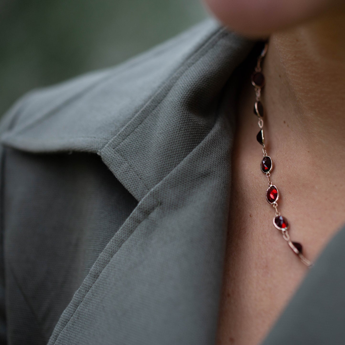 Rose Gold Garnet Necklace — view 2