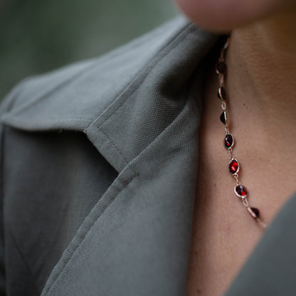 Rose Gold Garnet Necklace — view 2