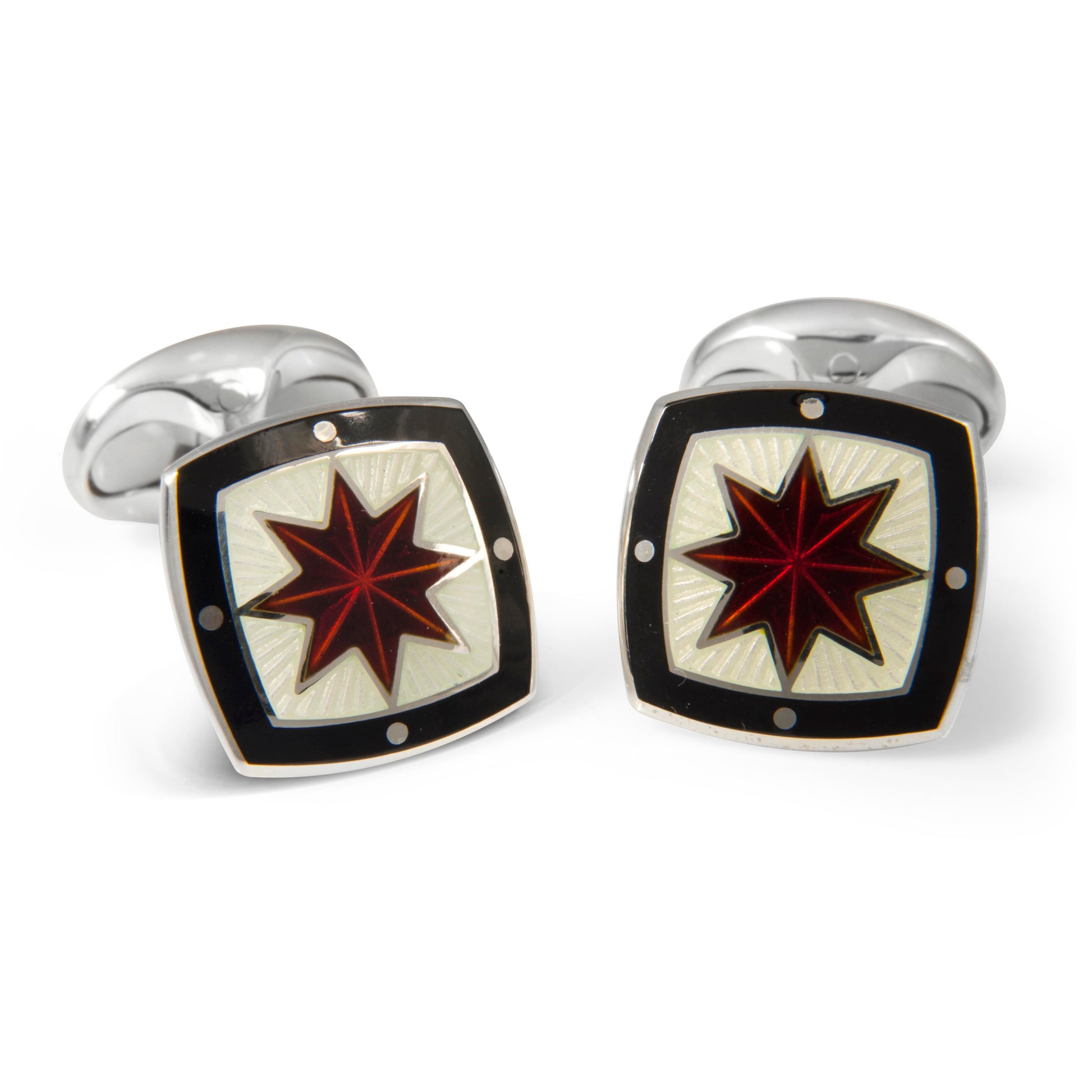 Black, Maroon & Cream Enamel Cufflinks