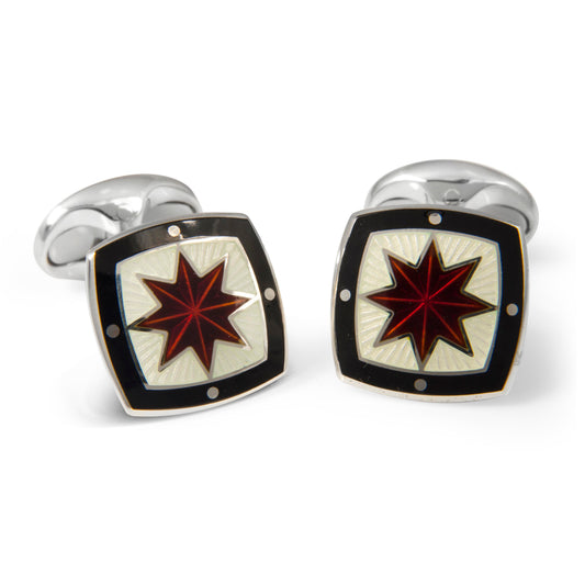 Black, Maroon & Cream Enamel Cufflinks