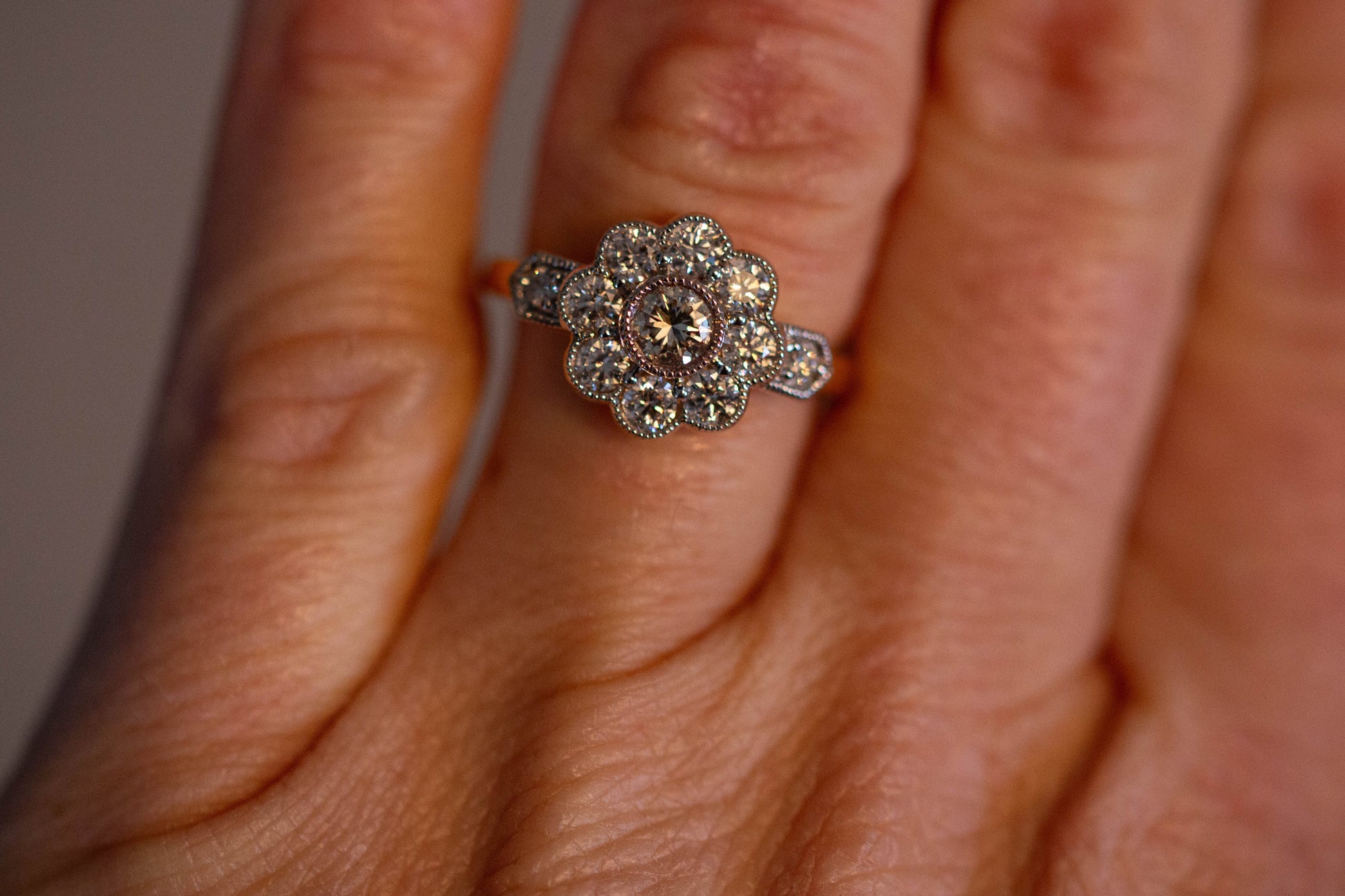 Diamond Daisy Cluster Ring — view 5