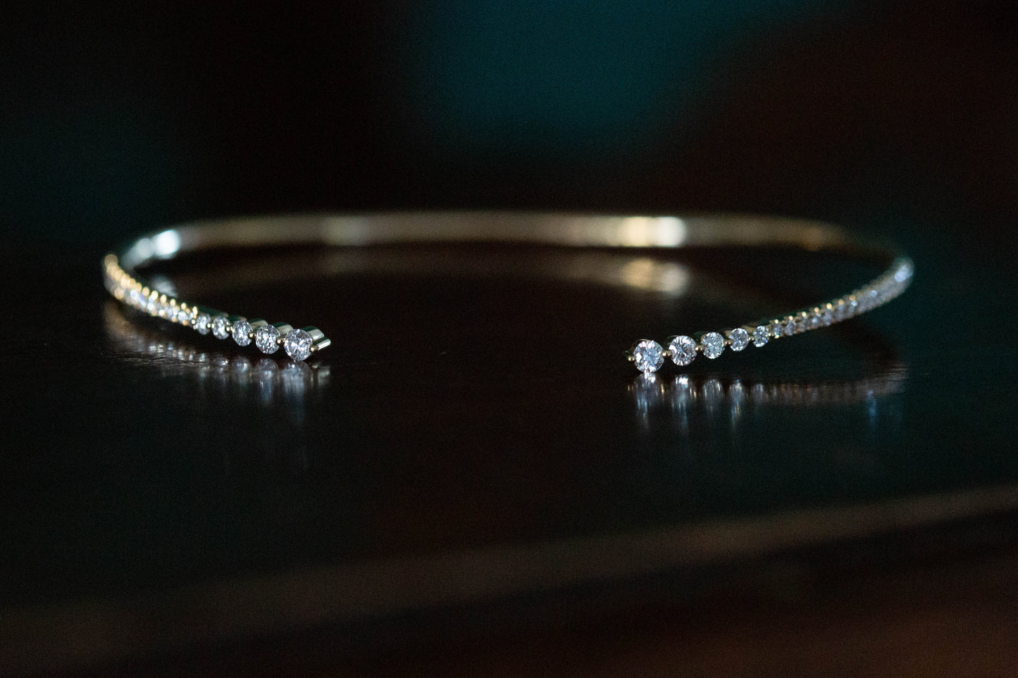 Diamond Set Open Bangle