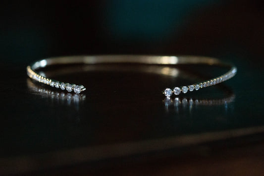 Diamond Set Open Bangle