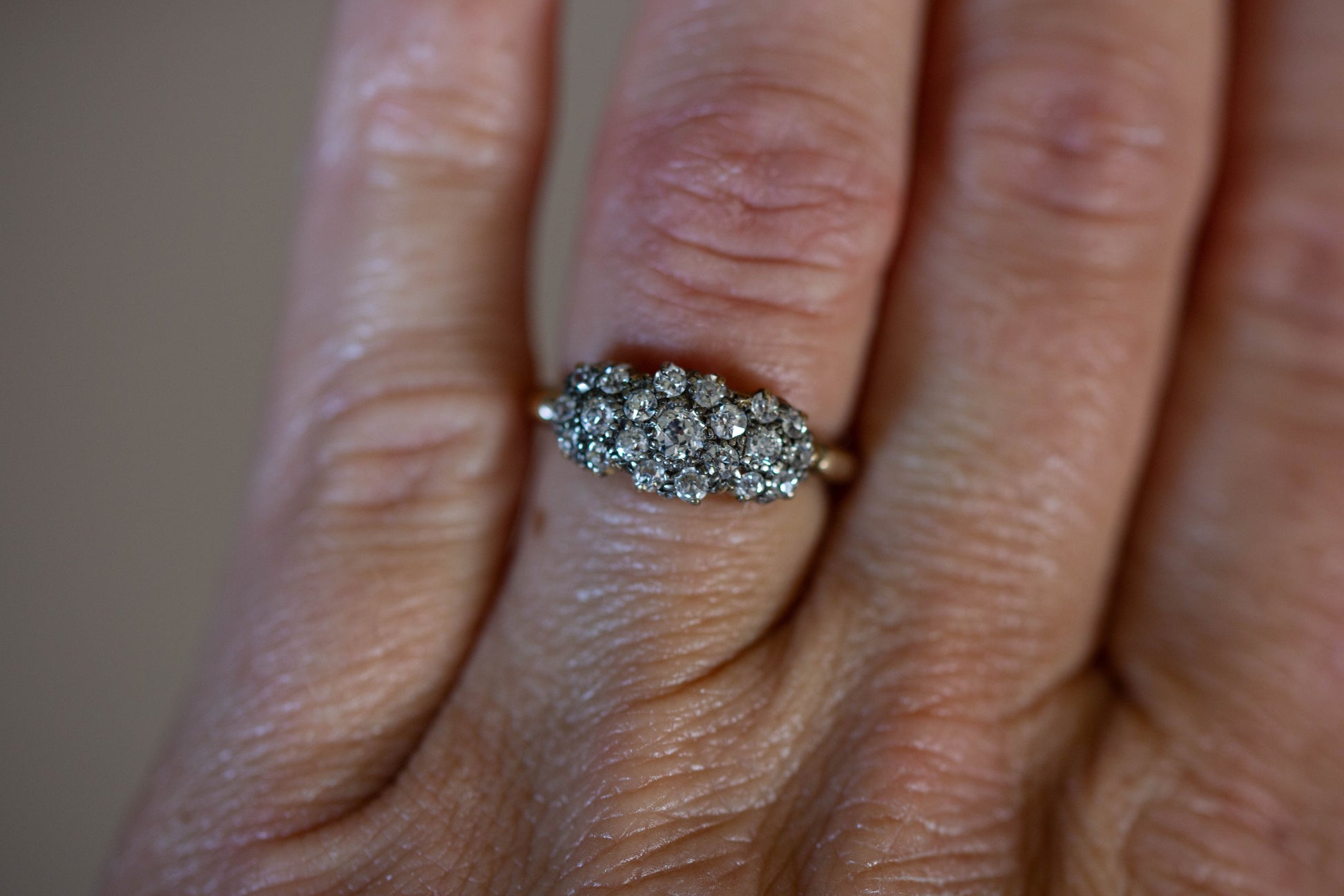 Antique Diamond Cluster Ring — view 2
