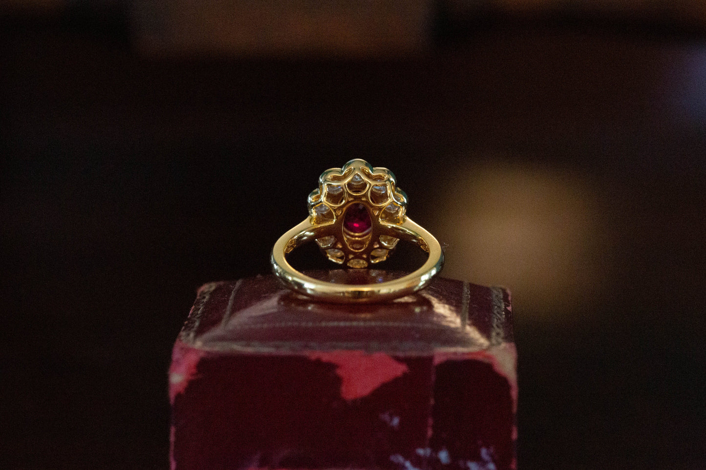 Ruby and Diamond Cluster Ring — view 3