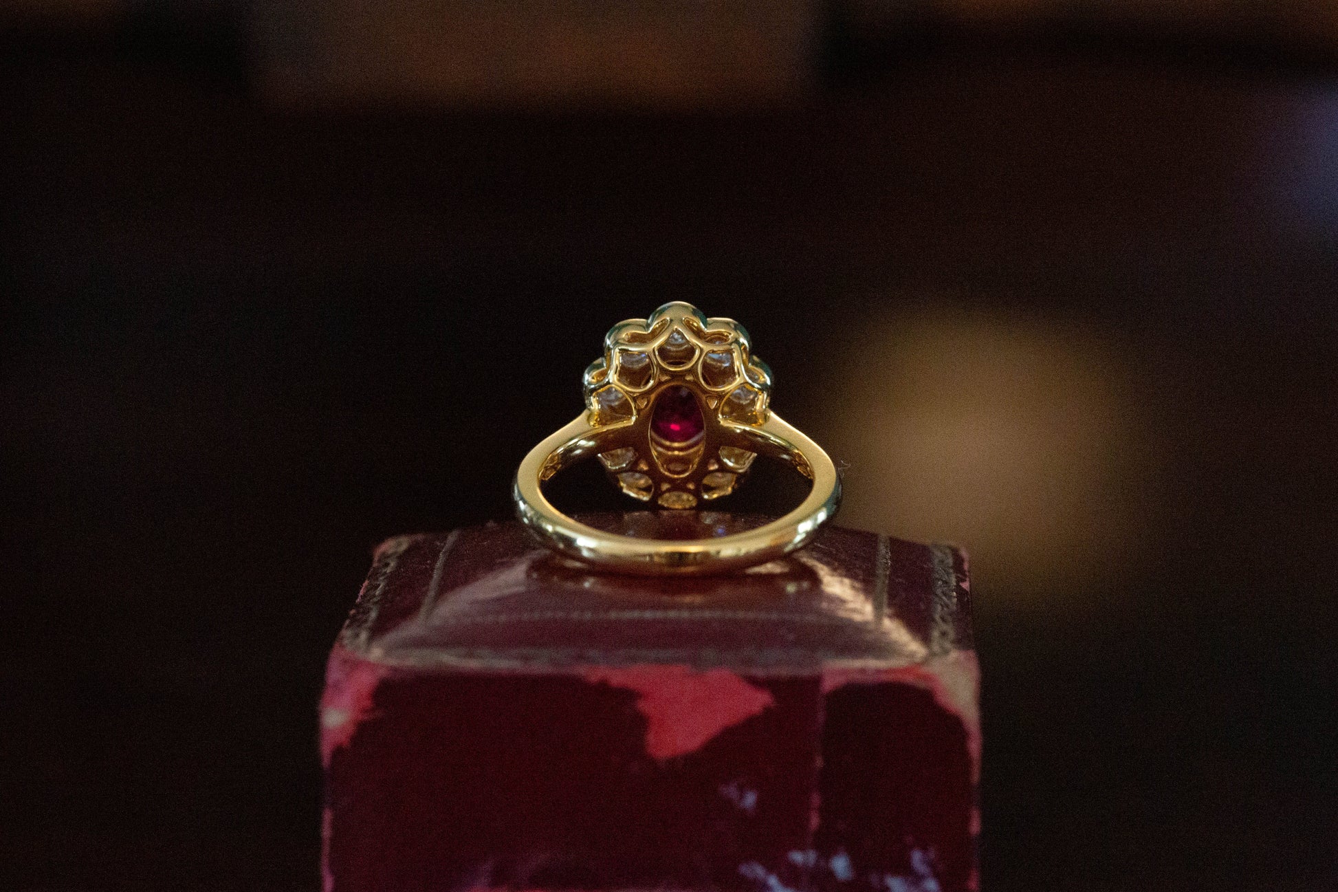 Ruby and Diamond Cluster Ring — view 3
