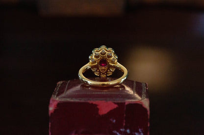 Ruby and Diamond Cluster Ring — view 3
