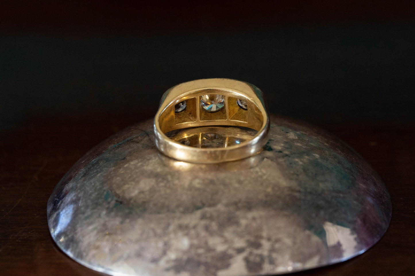 Gentleman’s Diamond Three Stone Ring — view 4