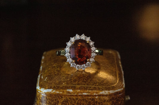 Pink Tourmaline and Diamond Cluster Ring