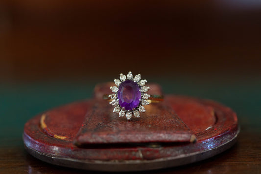 Amethyst and Diamond Cluster Ring