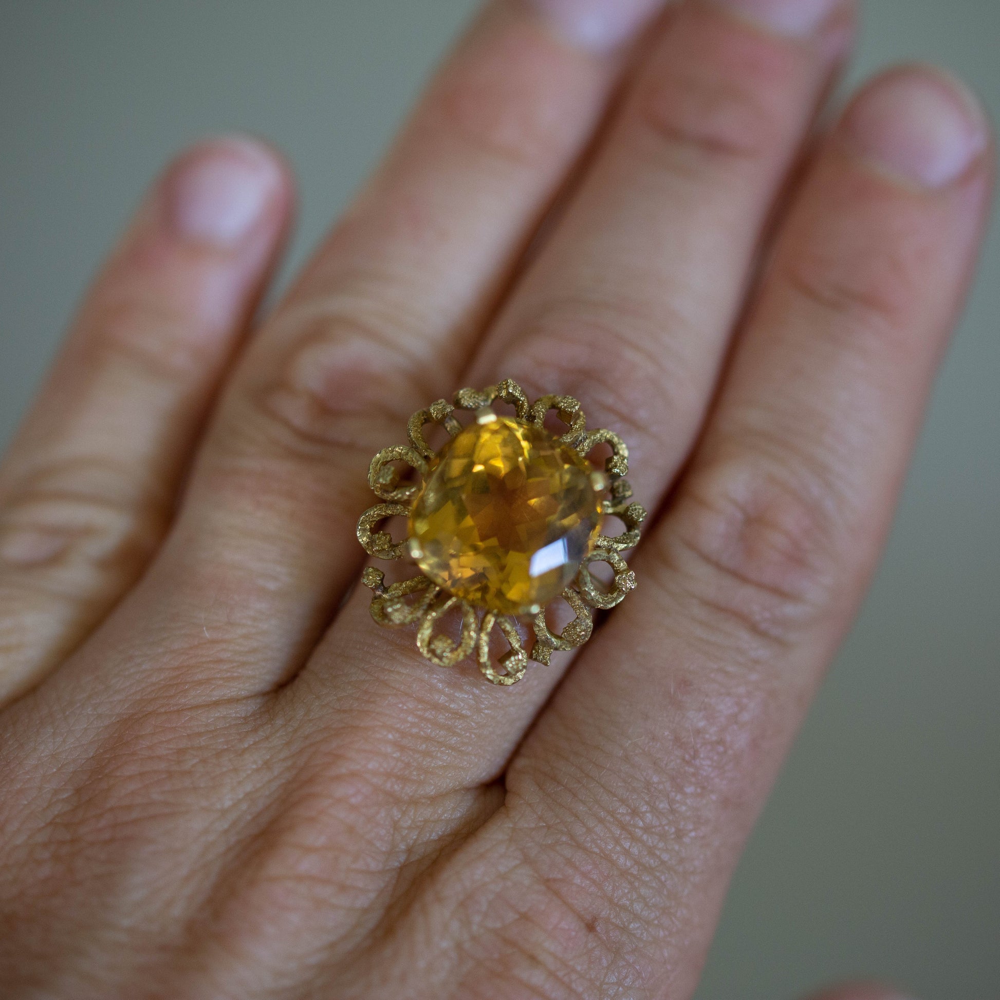 Large Cushion Cut Citrine Solitaire — view 6