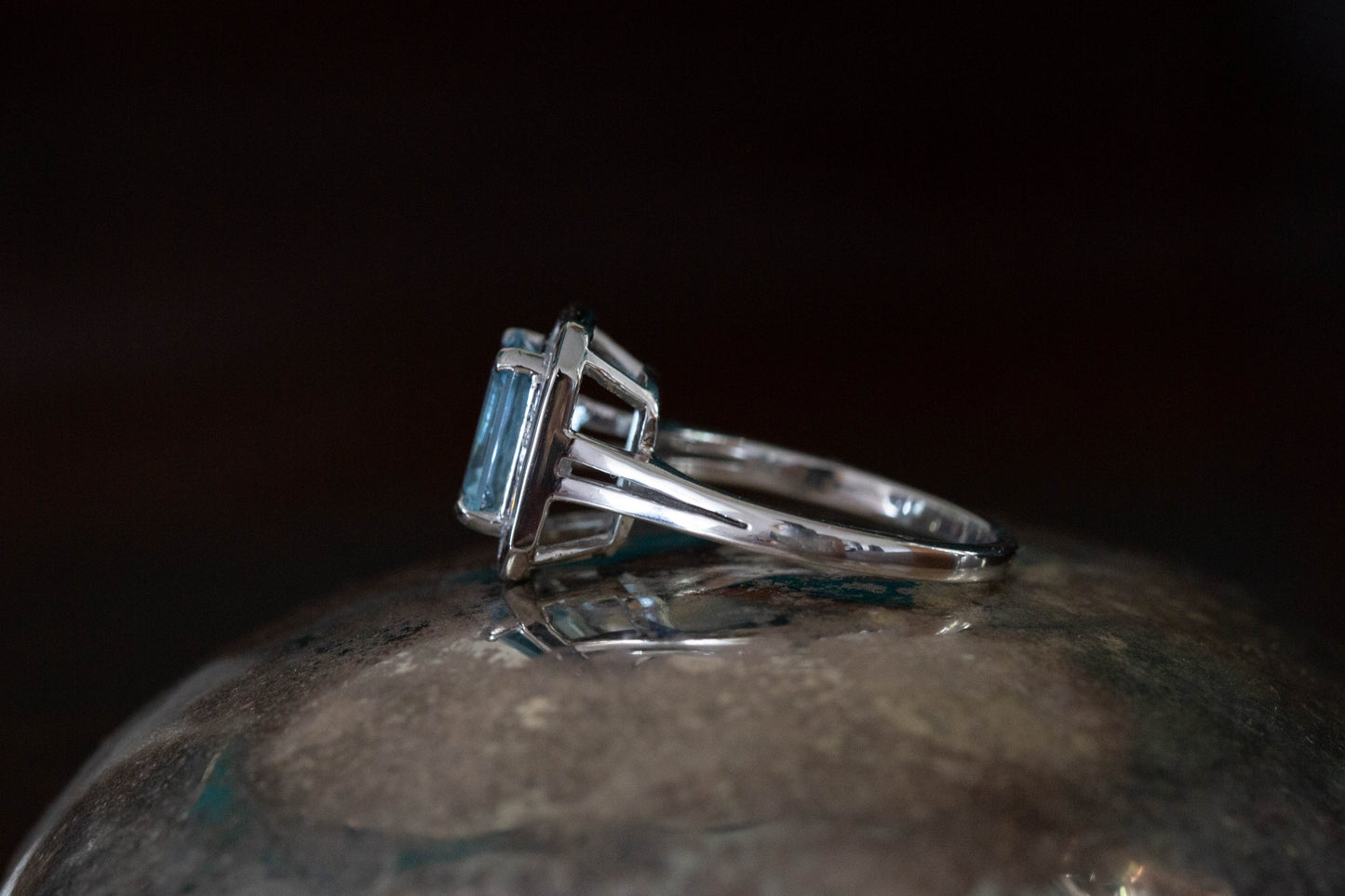 Aquamarine and Diamond Cluster Ring — view 5