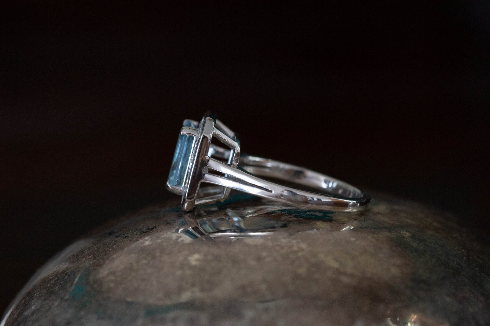 Aquamarine and Diamond Cluster Ring — view 5