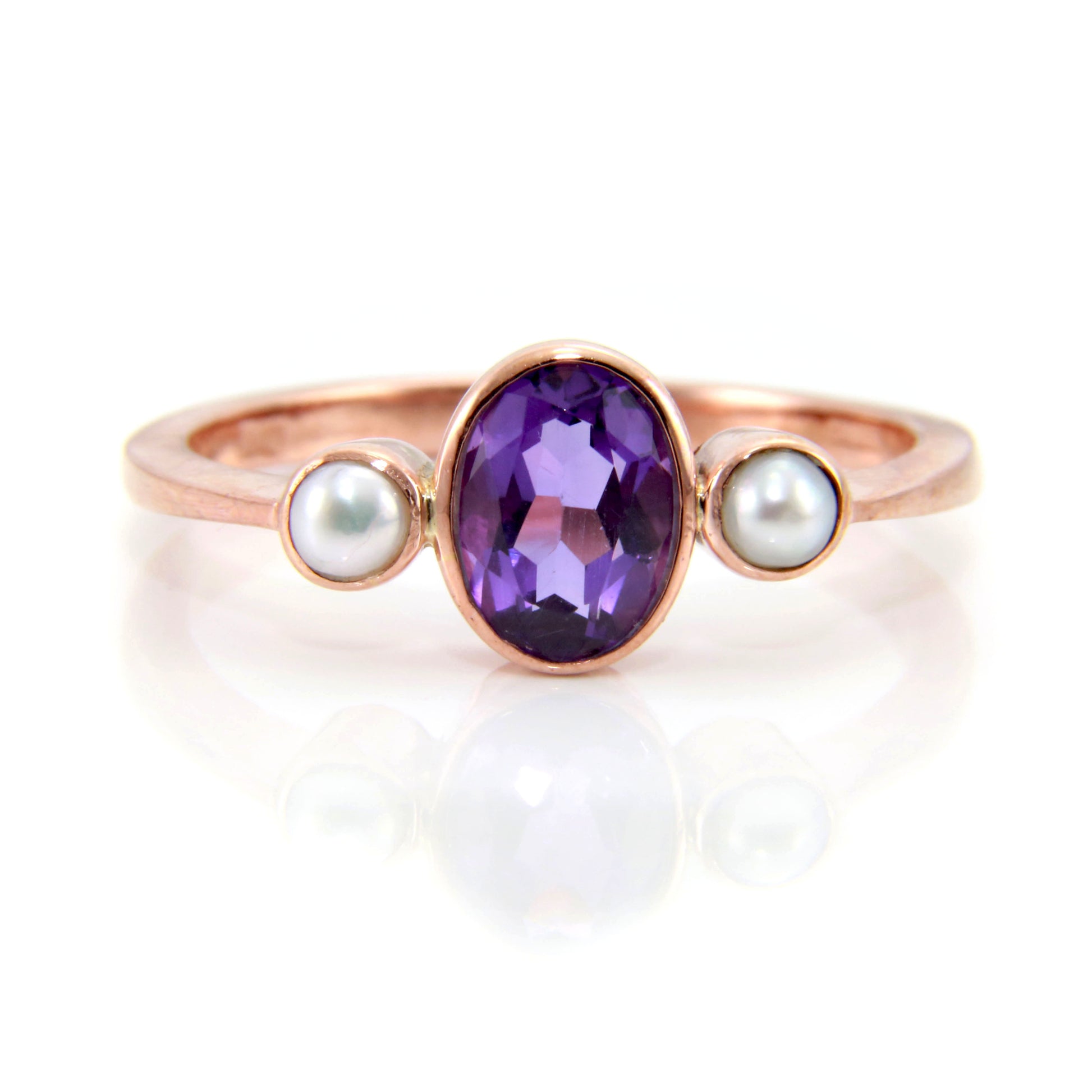 Amethyst & Pearl Trilogy Ring — view 5