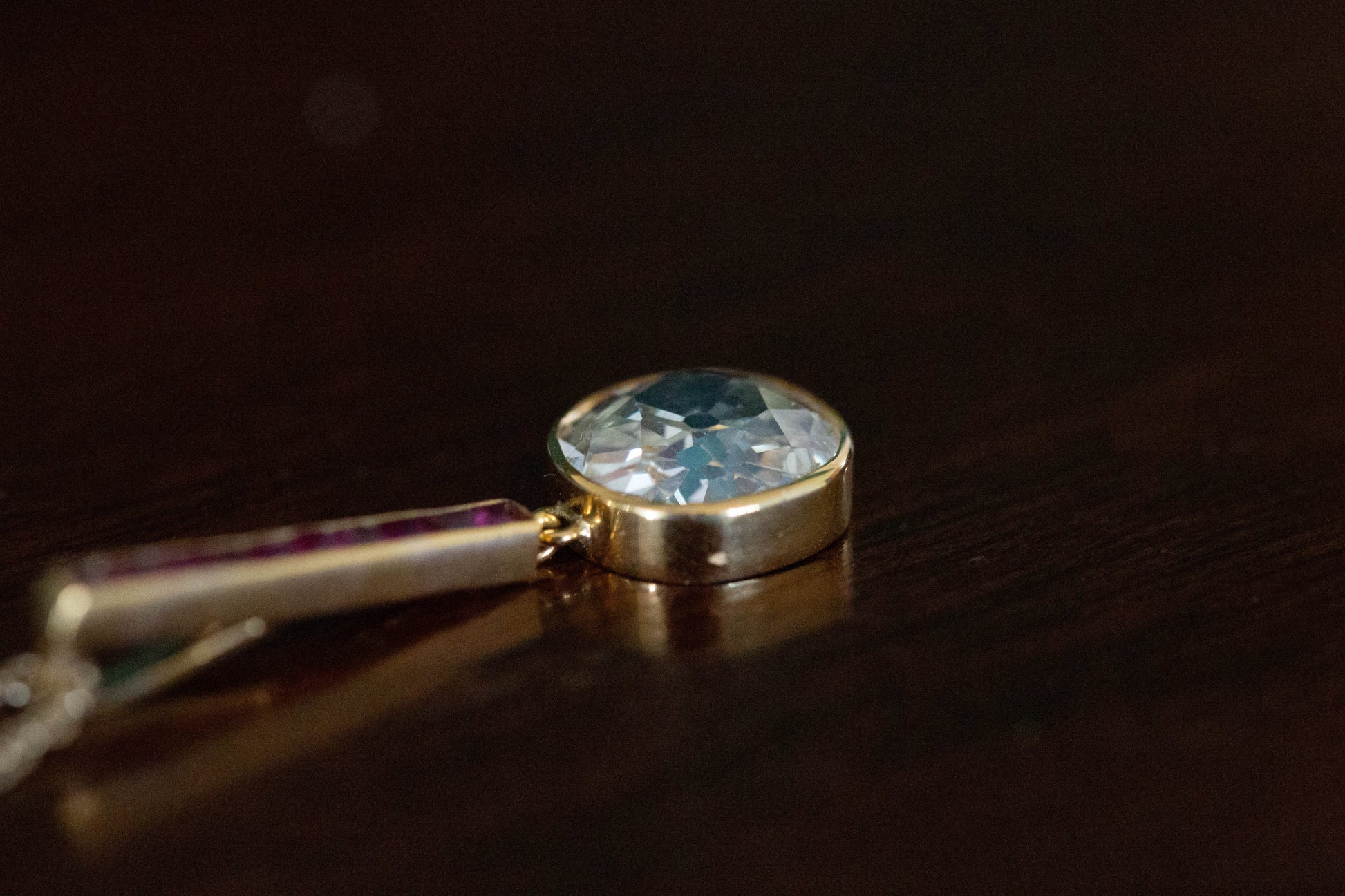 Old Cut Diamond and Ruby Pendant — view 6