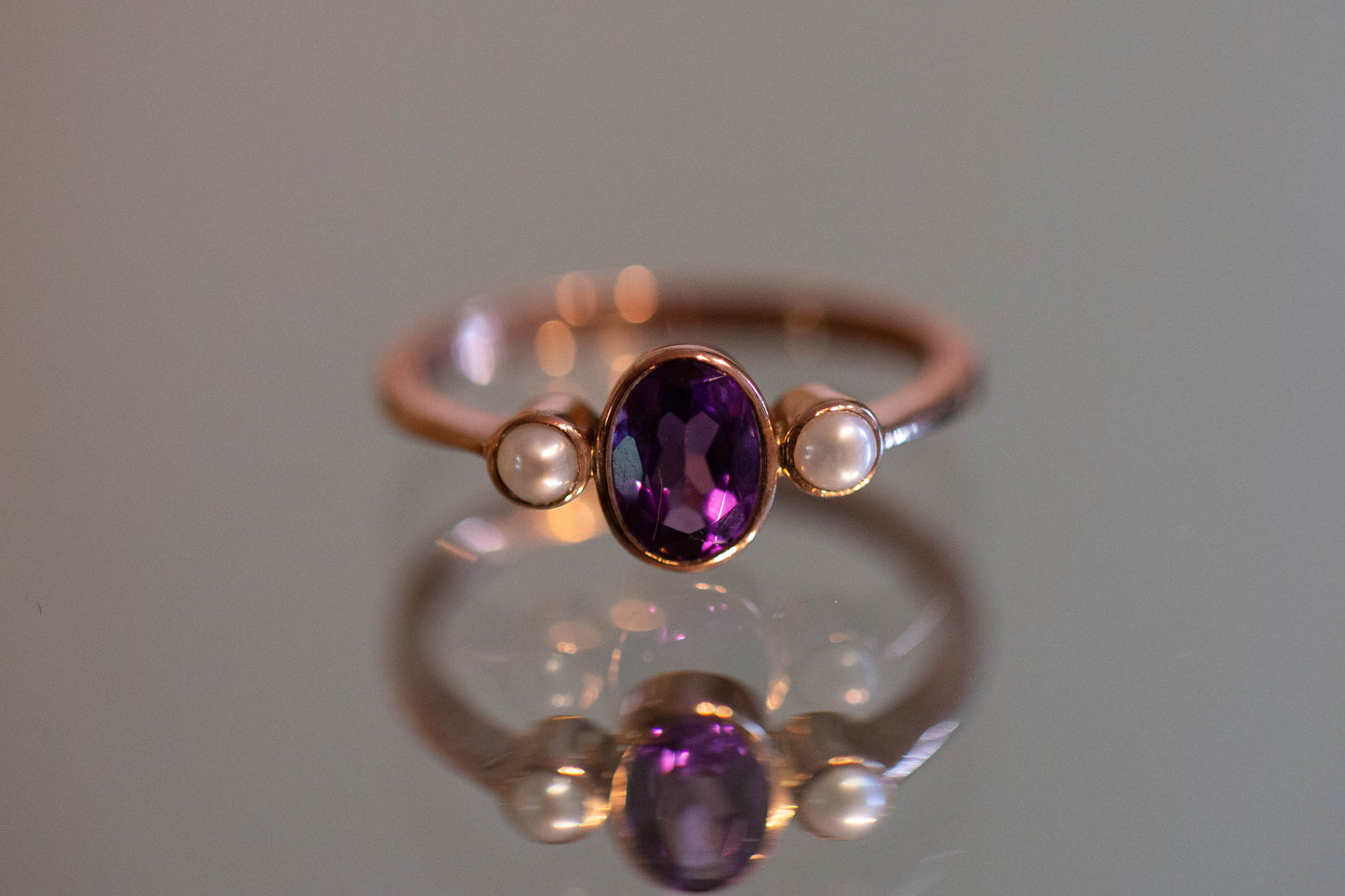Amethyst & Pearl Trilogy Ring
