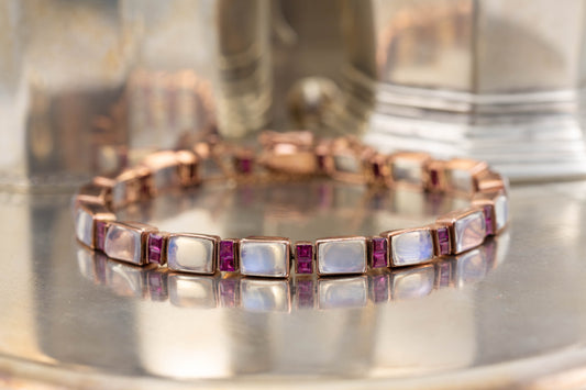 Moonstone and Ruby Bracelet