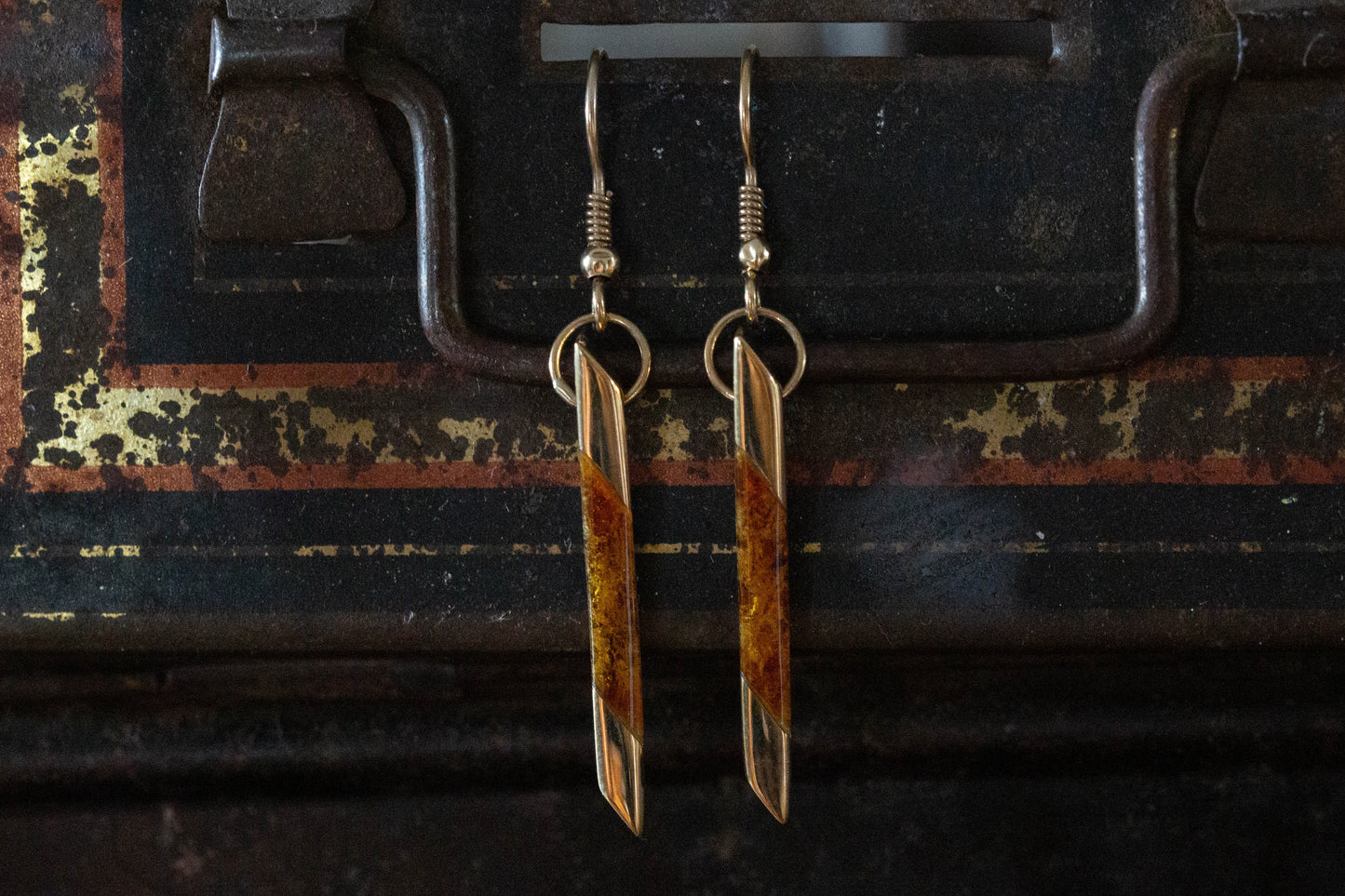 Amber and Gold Drop Earrings