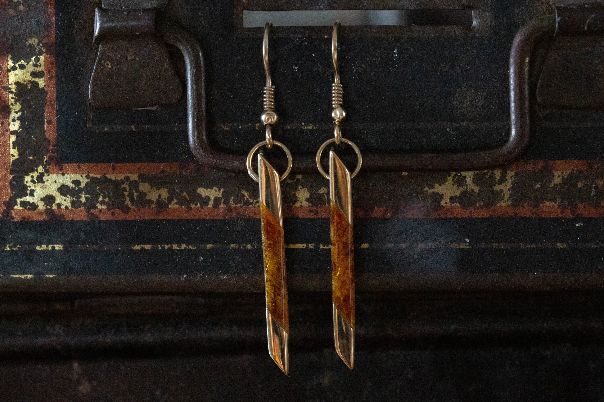 Amber and Gold Drop Earrings