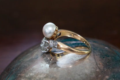Art Deco Pearl and Diamond Dress Ring