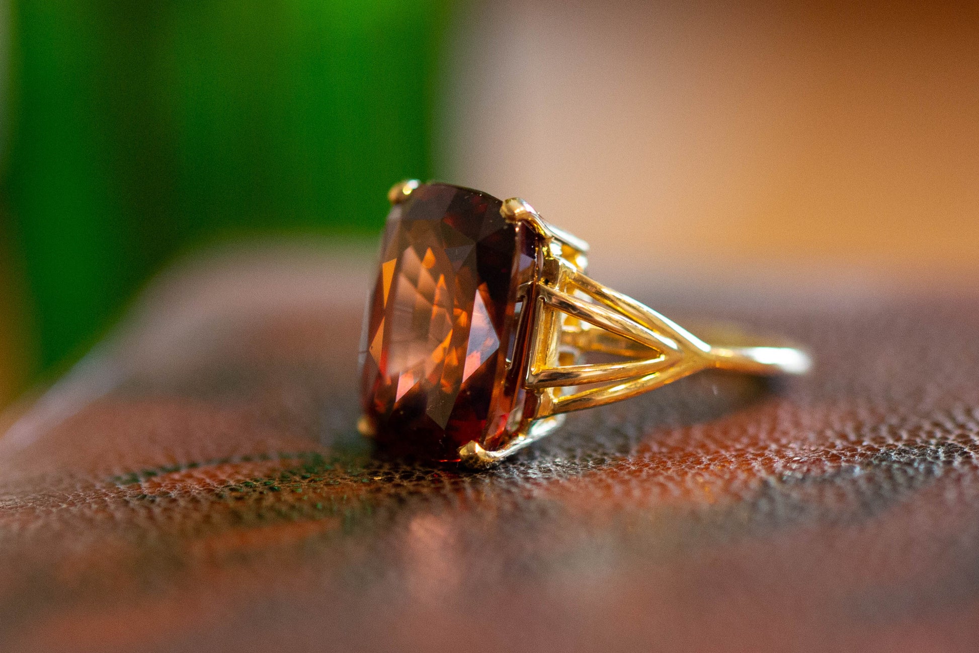 Orange Zircon Solitaire Ring