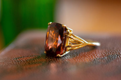 Orange Zircon Solitaire Ring