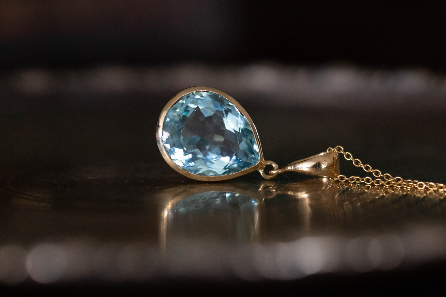 Large Teardrop Aquamarine Pendant — view 4