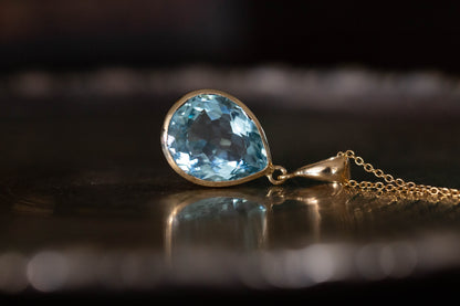 Large Teardrop Aquamarine Pendant — view 4