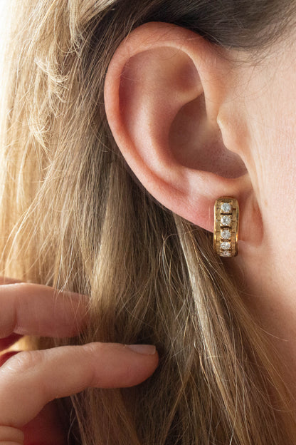 Vintage Diamond Hoop Earrings — view 4