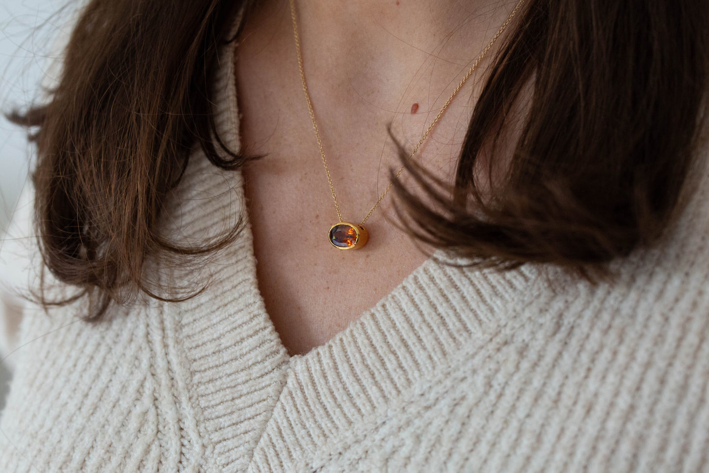 Burnt Orange Zircon Slider Pendant — view 2