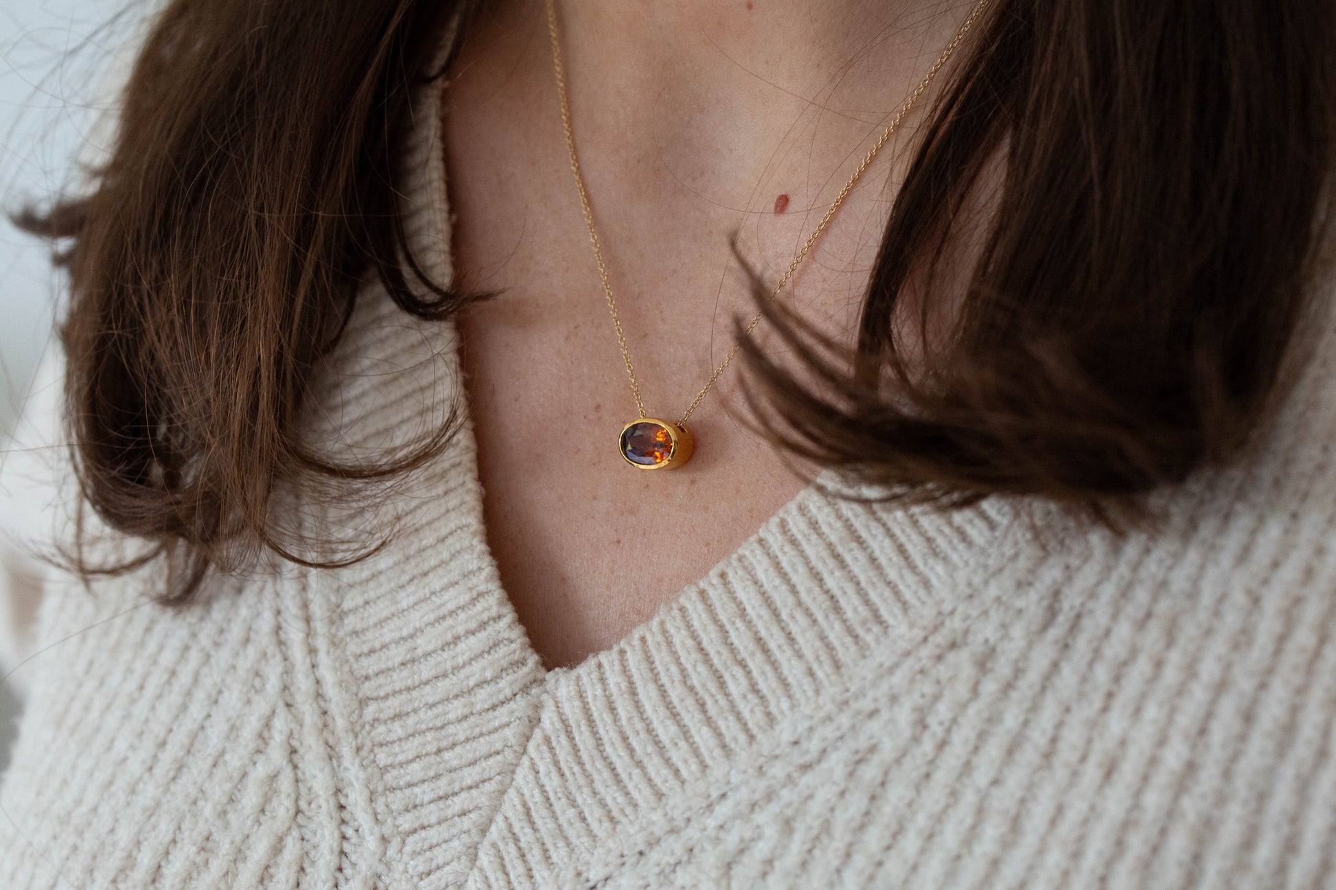Burnt Orange Zircon Slider Pendant — view 2