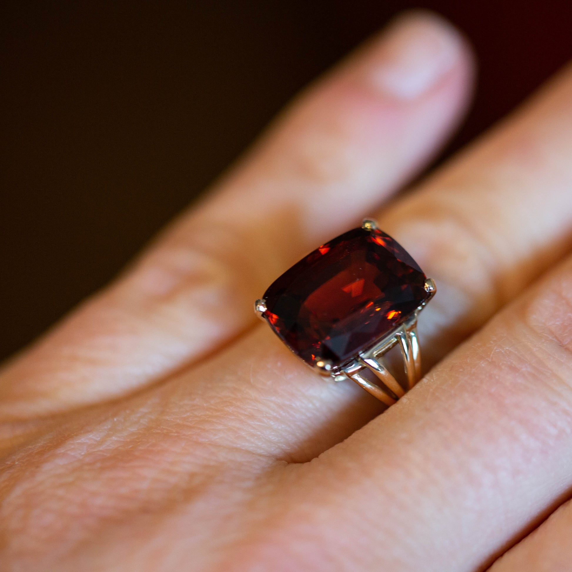 Orange Zircon Solitaire Ring — view 4