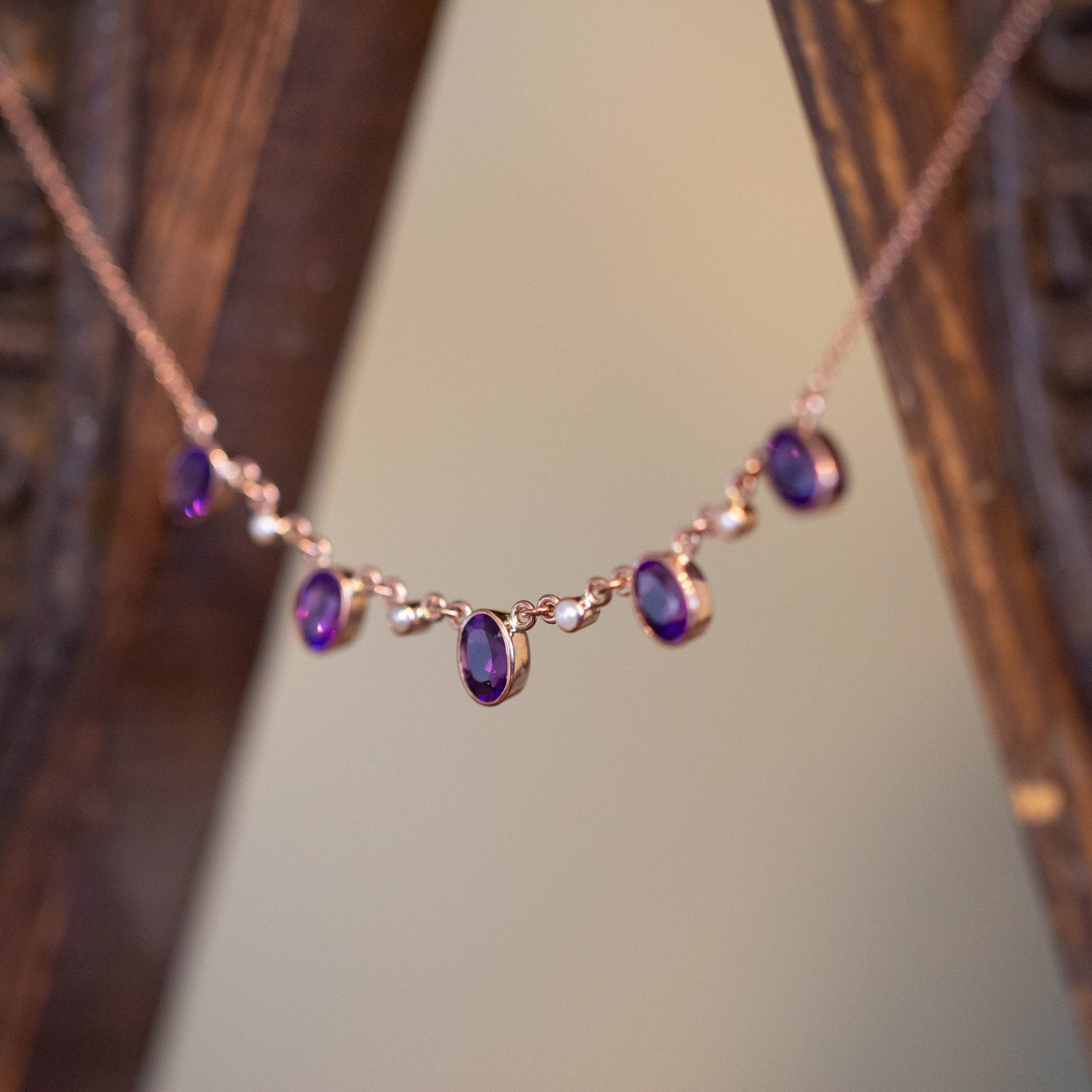 Amethyst and Pearl Necklace — view 2