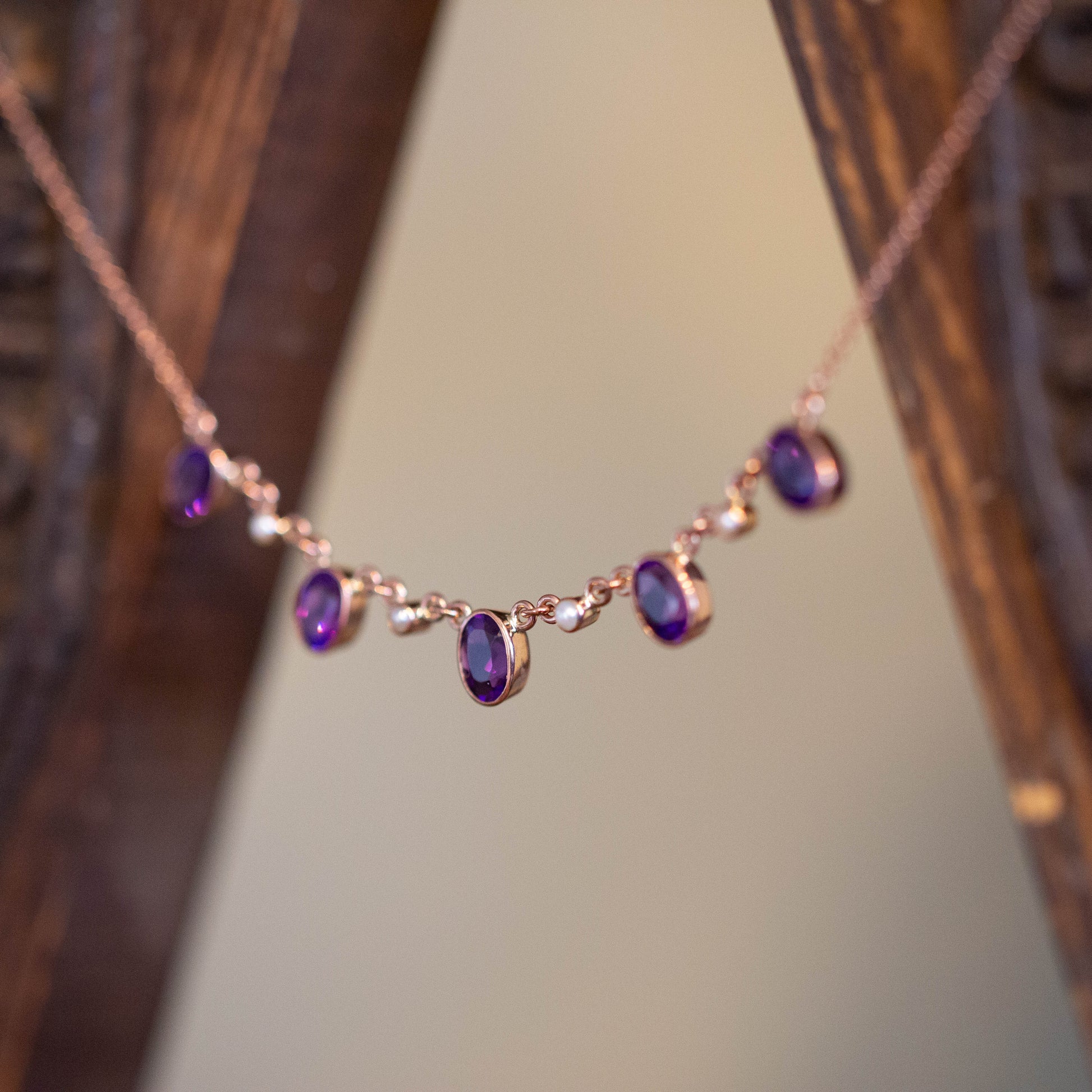 Amethyst and Pearl Necklace — view 2