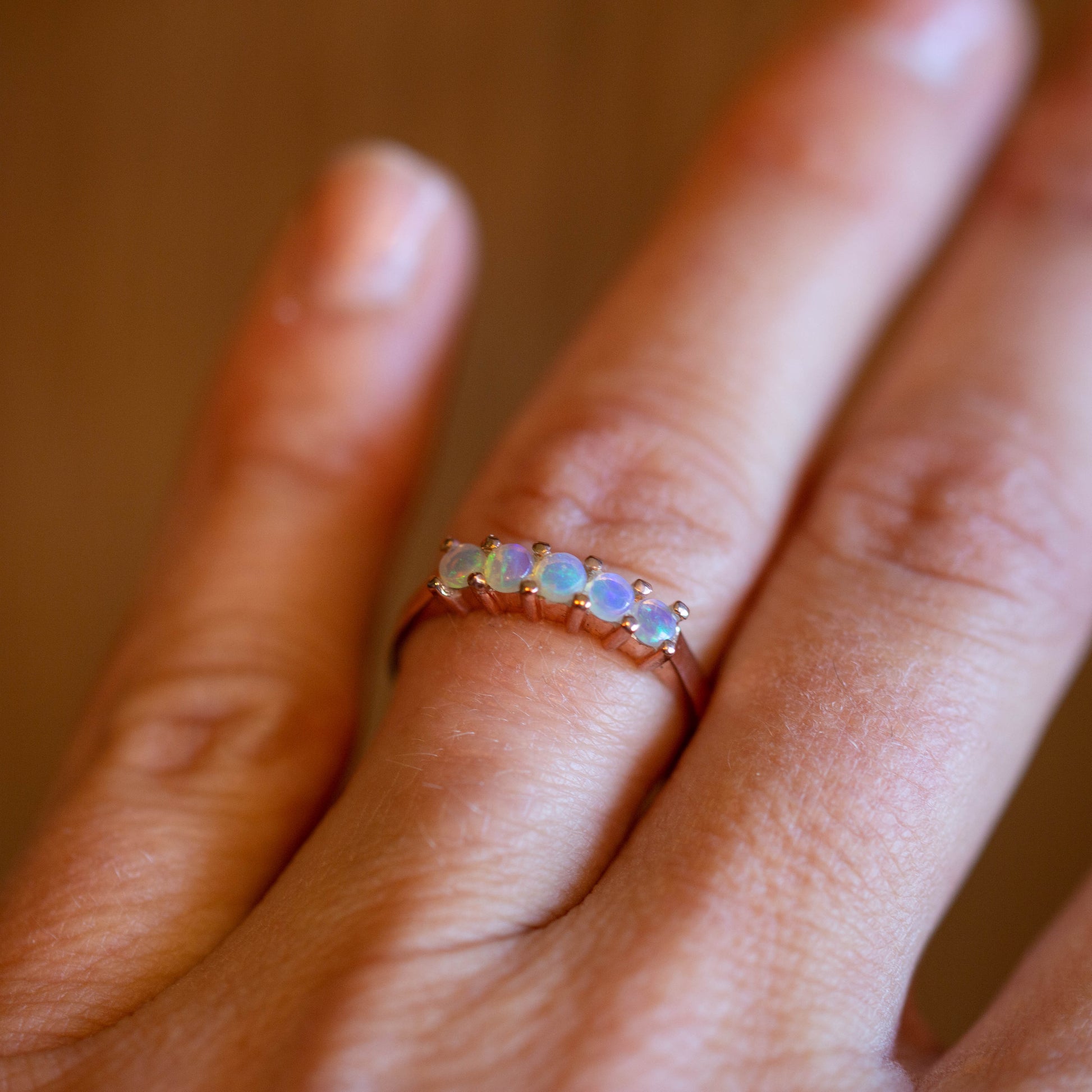 Rose Gold Solid Opal Ring — view 4