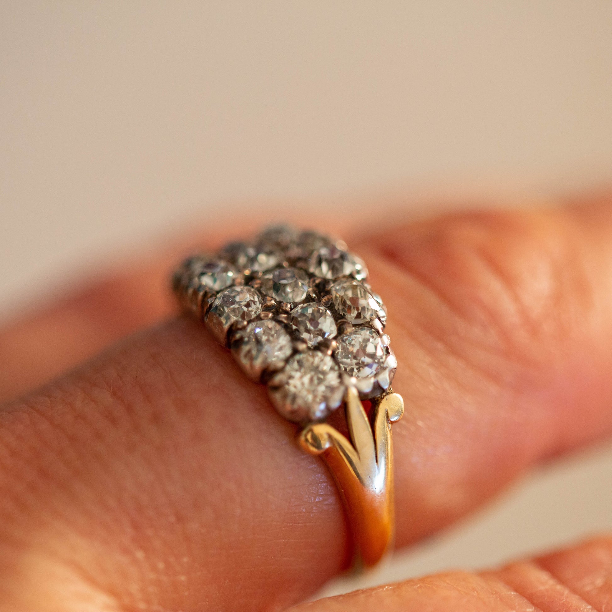 Triple Row Diamond Ring — view 5
