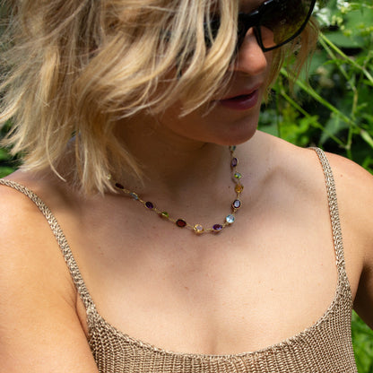 Yellow Gold Multistone Necklace — view 2
