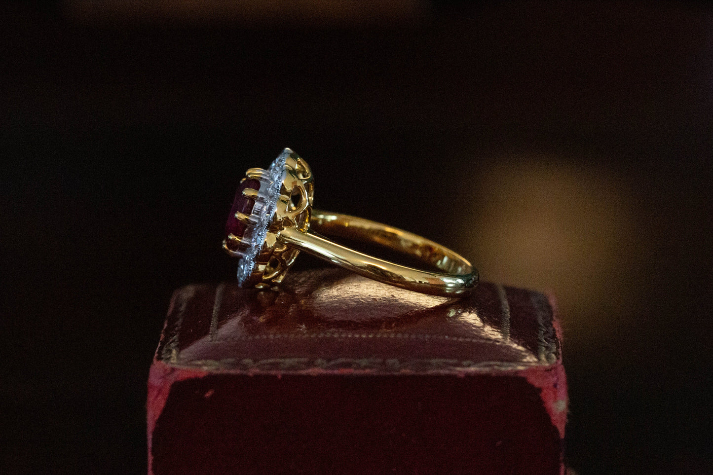 Ruby and Diamond Cluster Ring — view 4