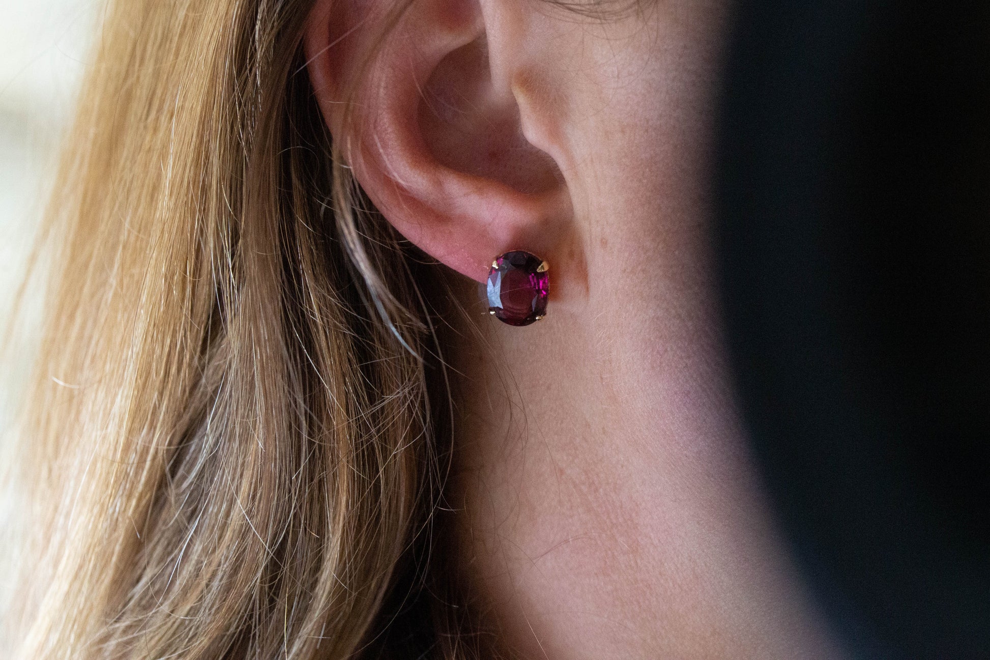 Almandine Garnet Stud Earrings — view 2