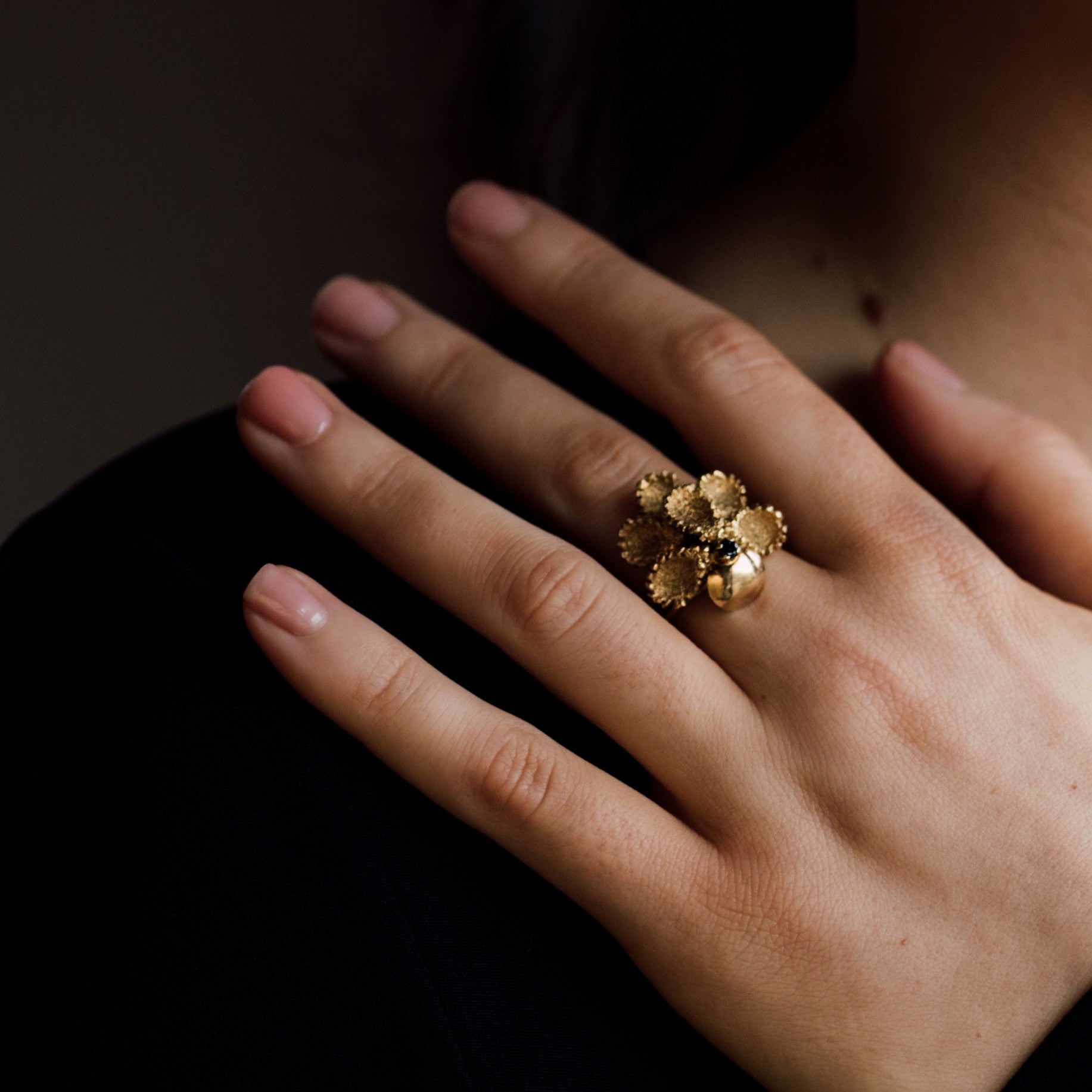 Sapphire and Gold Dress Ring — view 2