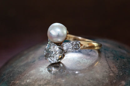 Art Deco Pearl and Diamond Dress Ring